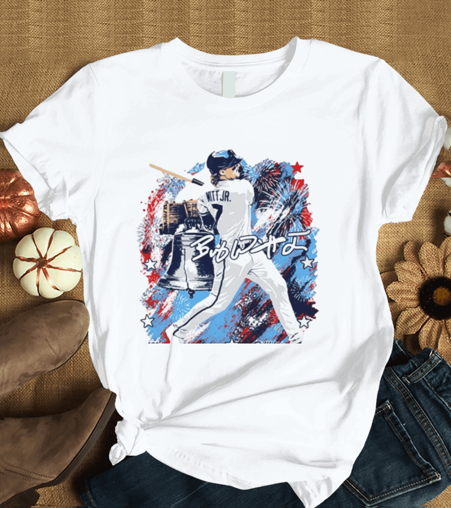 Bobby Witt Jr 2026 Philly Liberty Bell And Fireworks Baseball T-Shirt