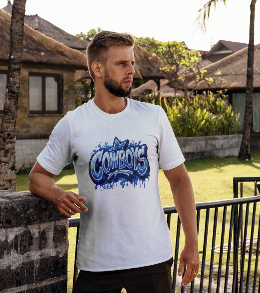 Dallas Cowboys Graffiti Style With Star And Blue Drips T-Shirt