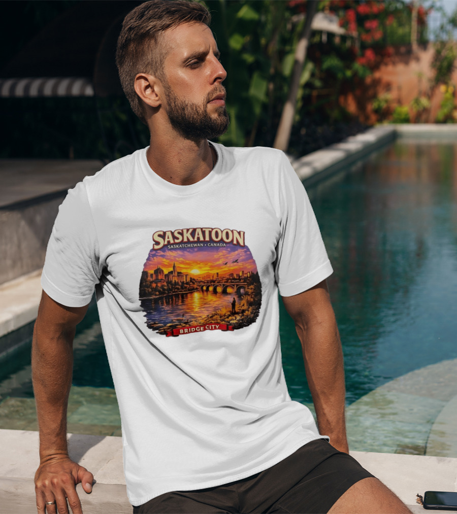 Saskatoon Saskatchewan Canada Sunset Bridge City T-Shirt