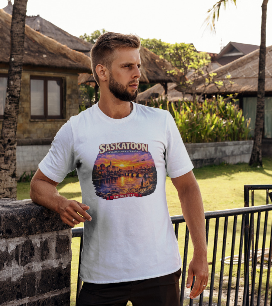 Saskatoon Saskatchewan Canada Sunset Bridge City T-Shirt