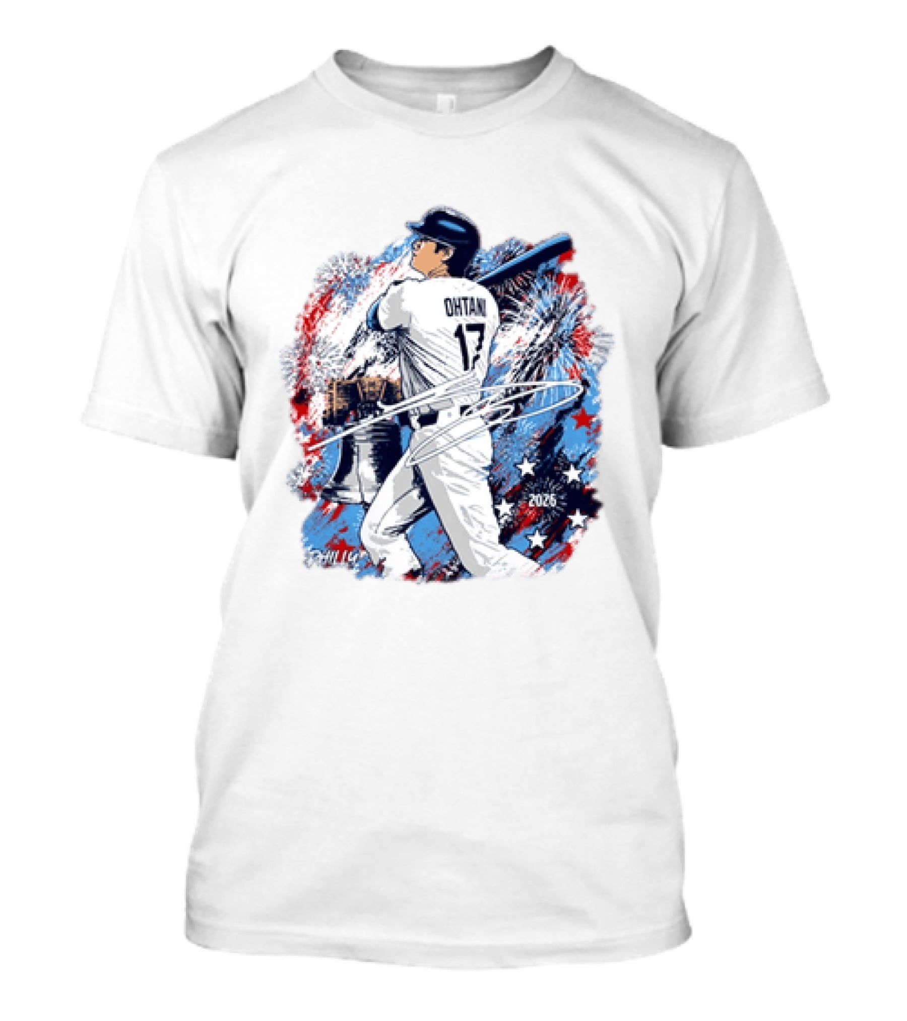 Shohei Ohtani 17 Philadelphia 2026 Liberty Bell Fireworks Stars T-Shirt