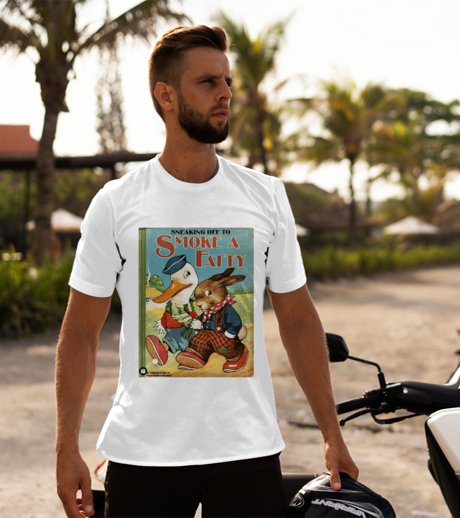 Sneaking Off To Smoke A Fatty Anthropomorphic Duck Rabbit Book Cover T-Shirt