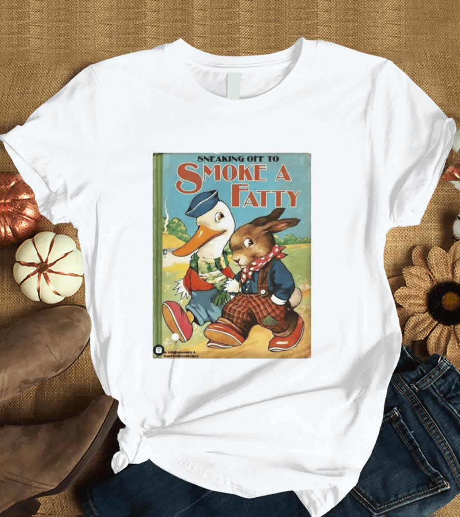Sneaking Off To Smoke A Fatty Anthropomorphic Duck Rabbit Book Cover T-Shirt