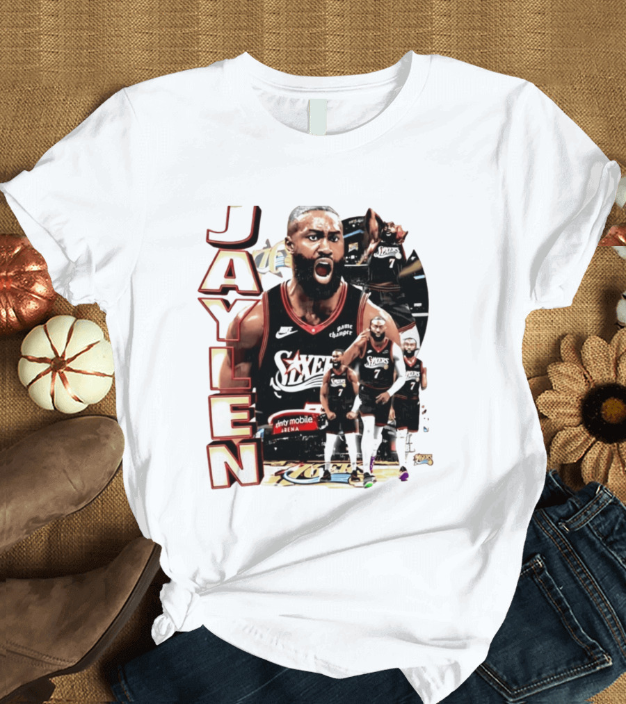 Jaylen Brown Nike 76ers Number 7 Bootleg Collage T-Shirt