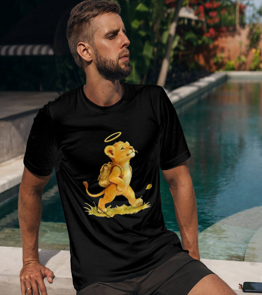 Baby Lion Cub With Halo And Backpack Heading To School T-Shirt