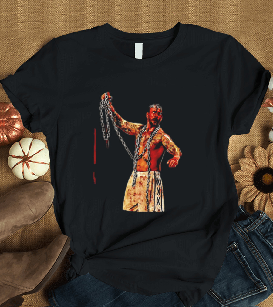 CM Punk Bloody Chain Wrestling WWE AEW Battle Attire T-Shirt