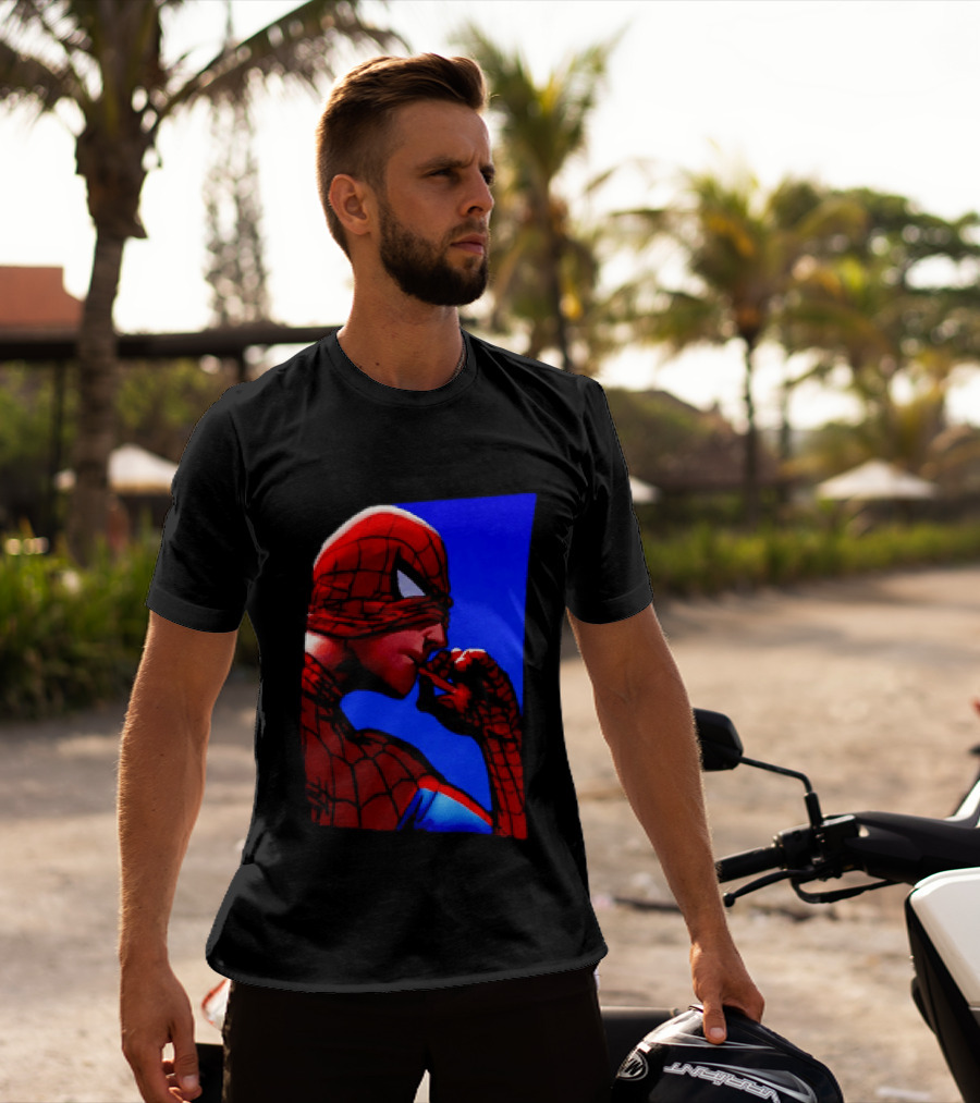 Spider Man Smoking Reaction Meme Awkward Superhero T-Shirt