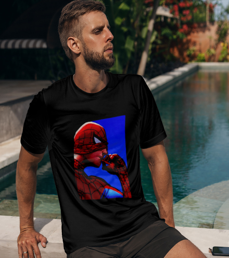Spider Man Smoking Reaction Meme Awkward Superhero T-Shirt