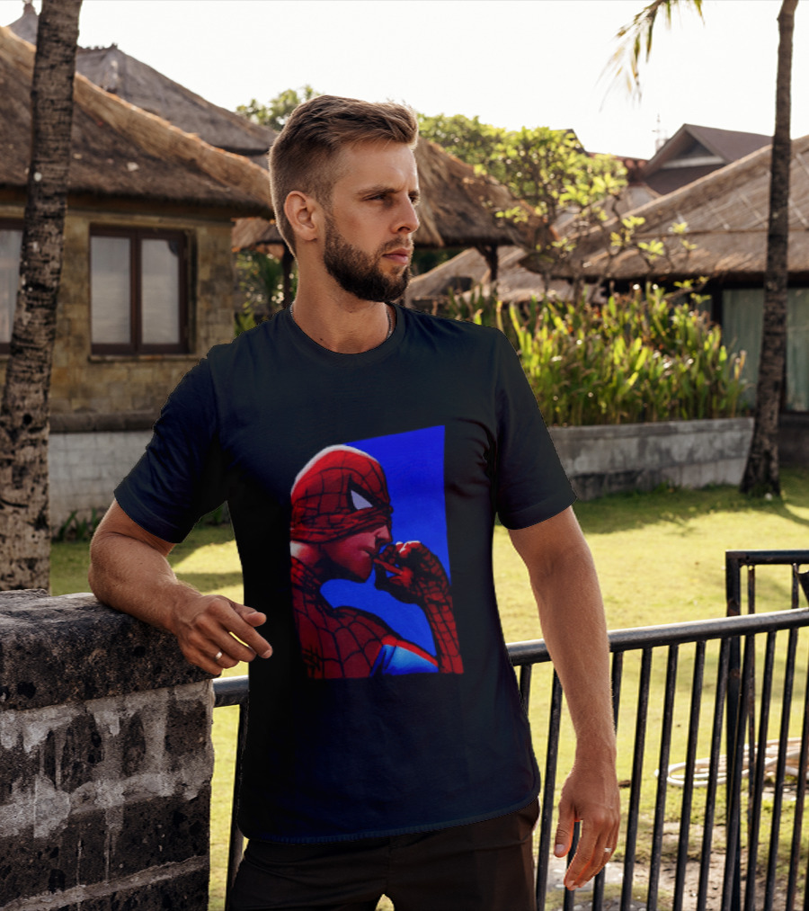 Spider Man Smoking Reaction Meme Awkward Superhero T-Shirt
