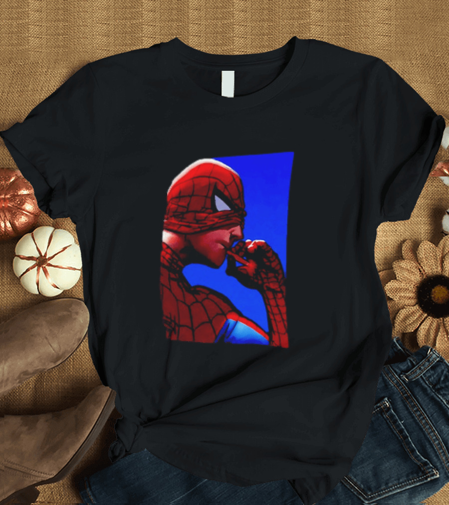 Spider Man Smoking Reaction Meme Awkward Superhero T-Shirt