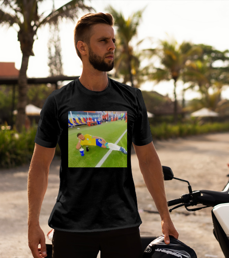 Neymar Jr Brazil Number 10 Relaxing Pitch Meme Iconic Soccer Moment T-Shirt
