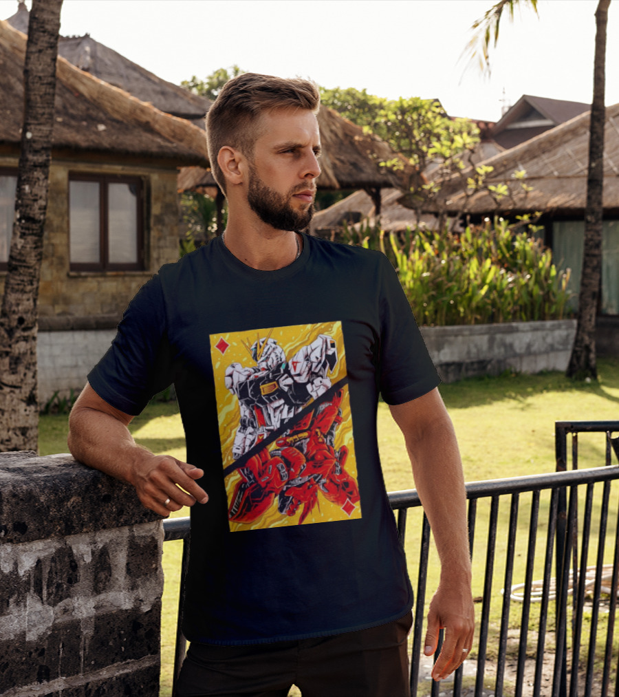 Nu Gundam Sazabi Mobile Suit Gundam Char's Counterattack Playing Card T-Shirt