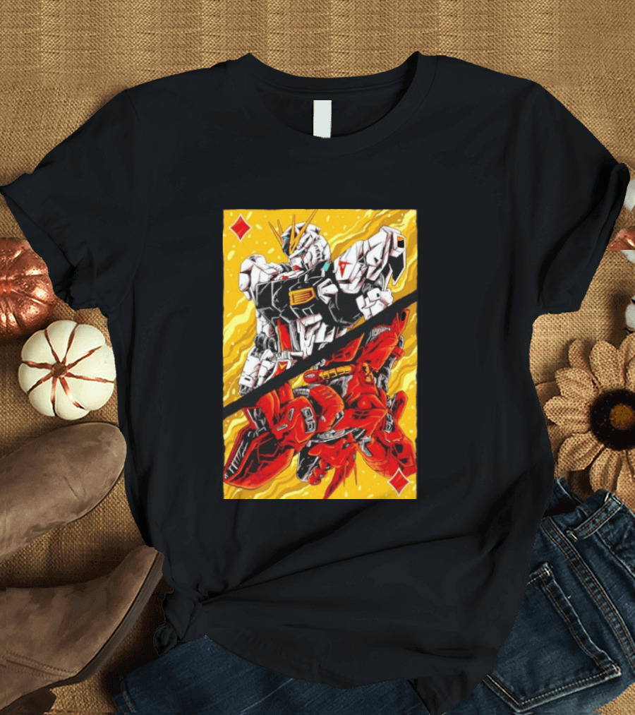 Nu Gundam Sazabi Mobile Suit Gundam Char's Counterattack Playing Card T-Shirt