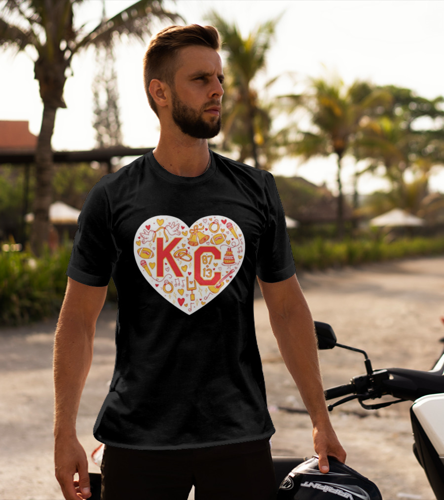 Travis Kelce Taylor KC 87 13 Kansas City Chiefs Football Love Heart T-Shirt