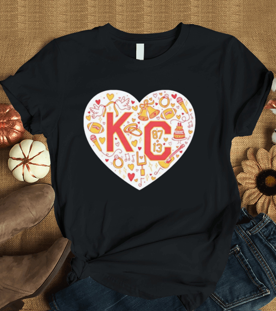 Travis Kelce Taylor KC 87 13 Kansas City Chiefs Football Love Heart T-Shirt