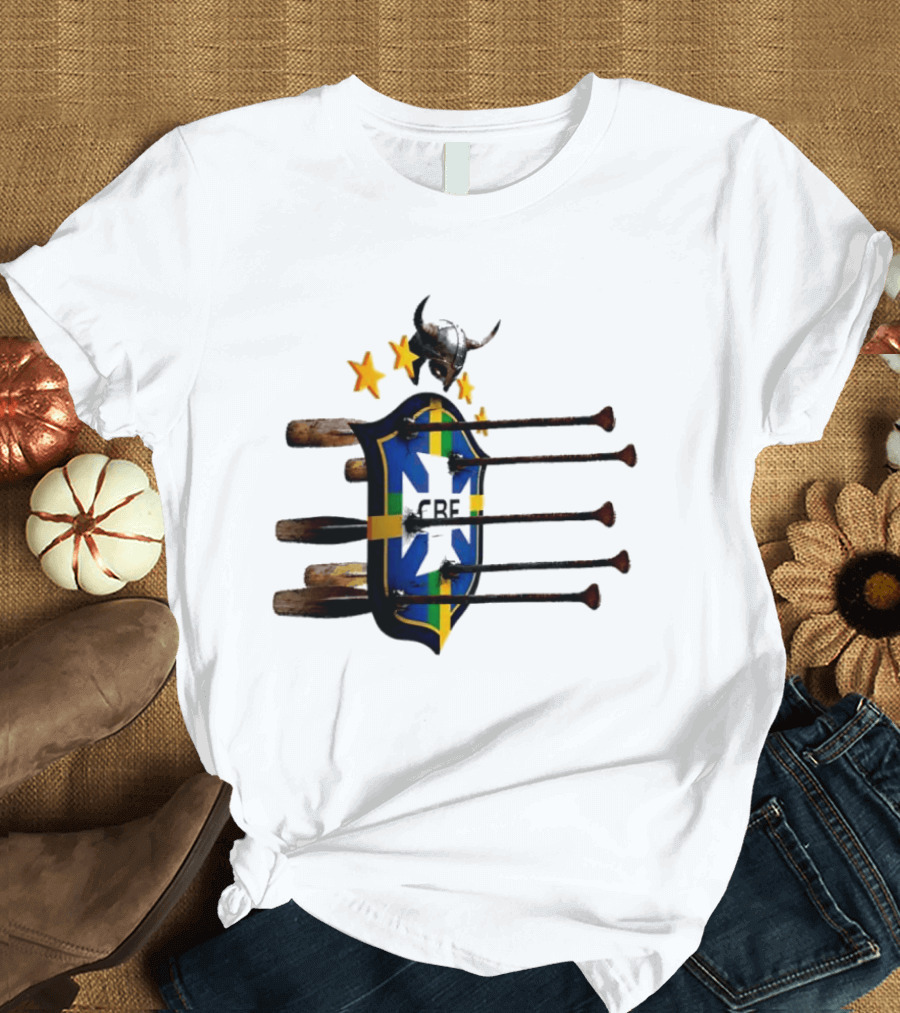 Brazil National Football Team CBF Viking Helmet Spears Stars T-Shirt