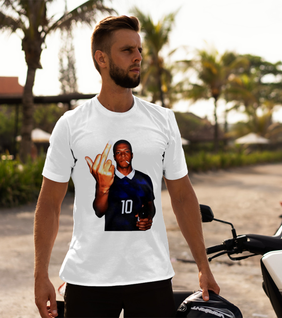 Kylian Mbappe Number 10 Edgy Gesture With Cigarette And Drink T-Shirt