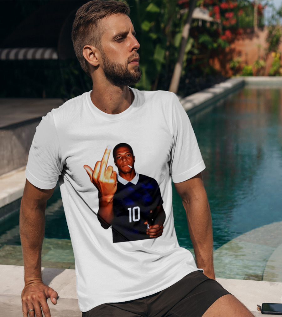 Kylian Mbappe Number 10 Edgy Gesture With Cigarette And Drink T-Shirt