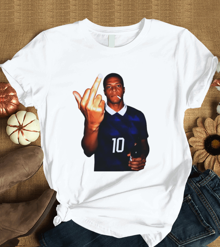 Kylian Mbappe Number 10 Edgy Gesture With Cigarette And Drink T-Shirt