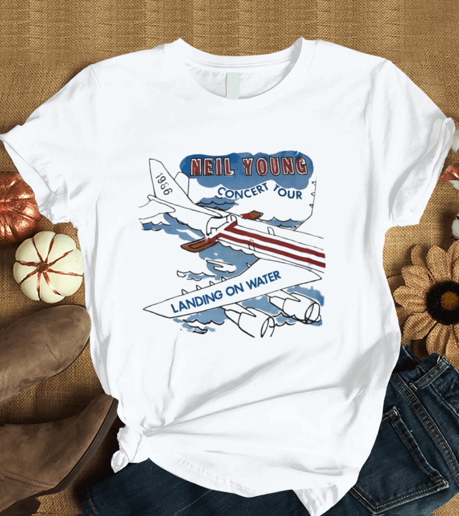 Neil Young 1986 Concert Tour Landing On Water T-Shirt