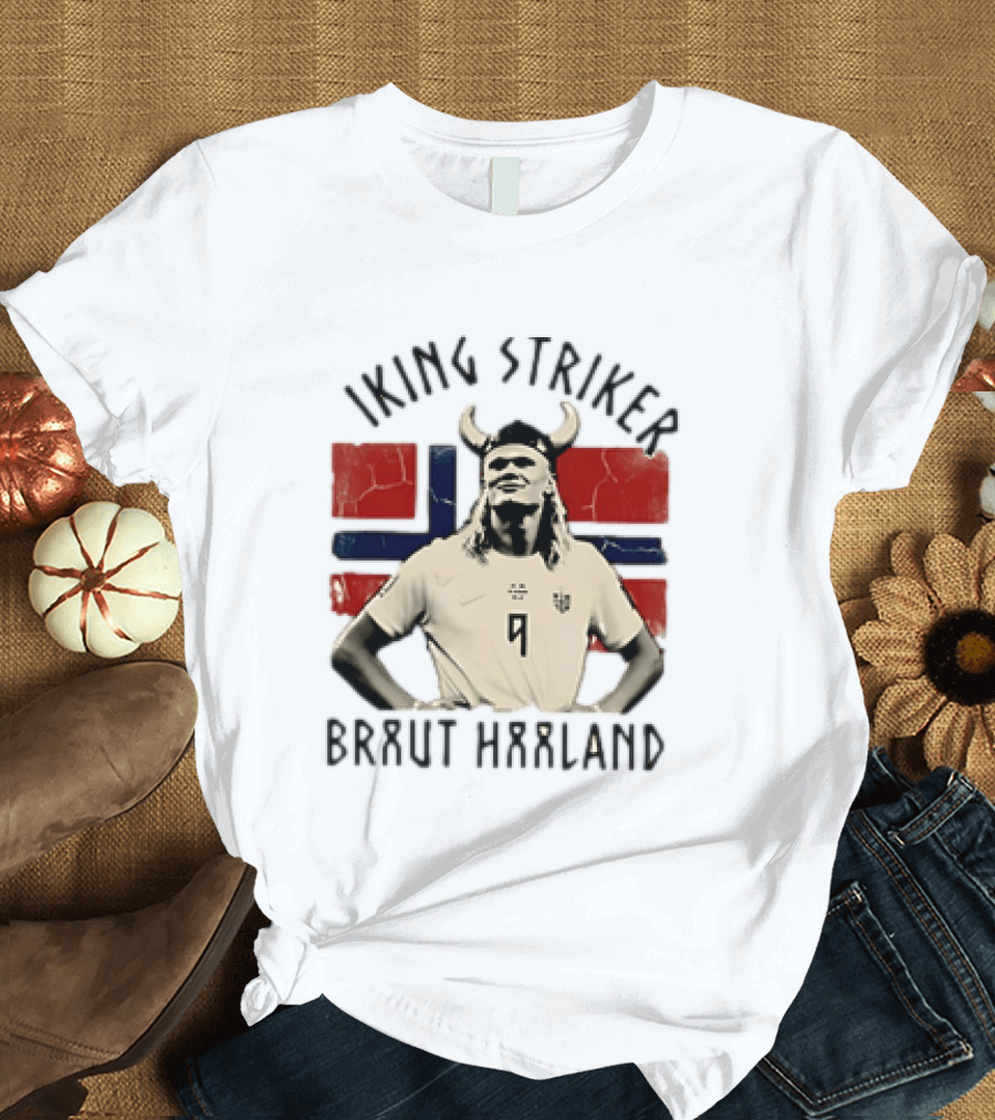 Braut Haaland Viking Striker Norway Flag T-Shirt