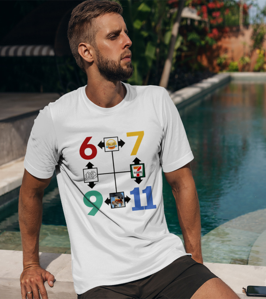 Six Seven 6 7 9 11 Emoji Wojak Meme Diagram Edgy Dark Humor T-Shirt