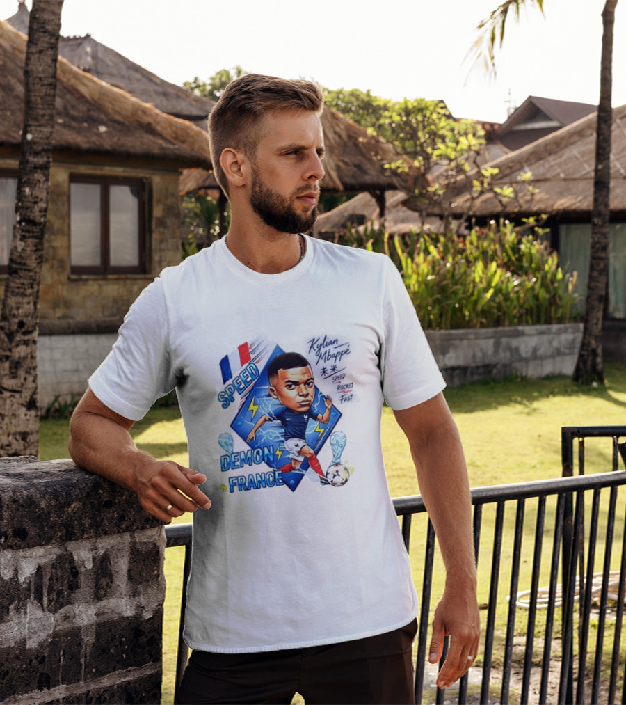 Kylian Mbappe Speed Demon France Future Rocket Fast Lightning Soccer Hero T-Shirt