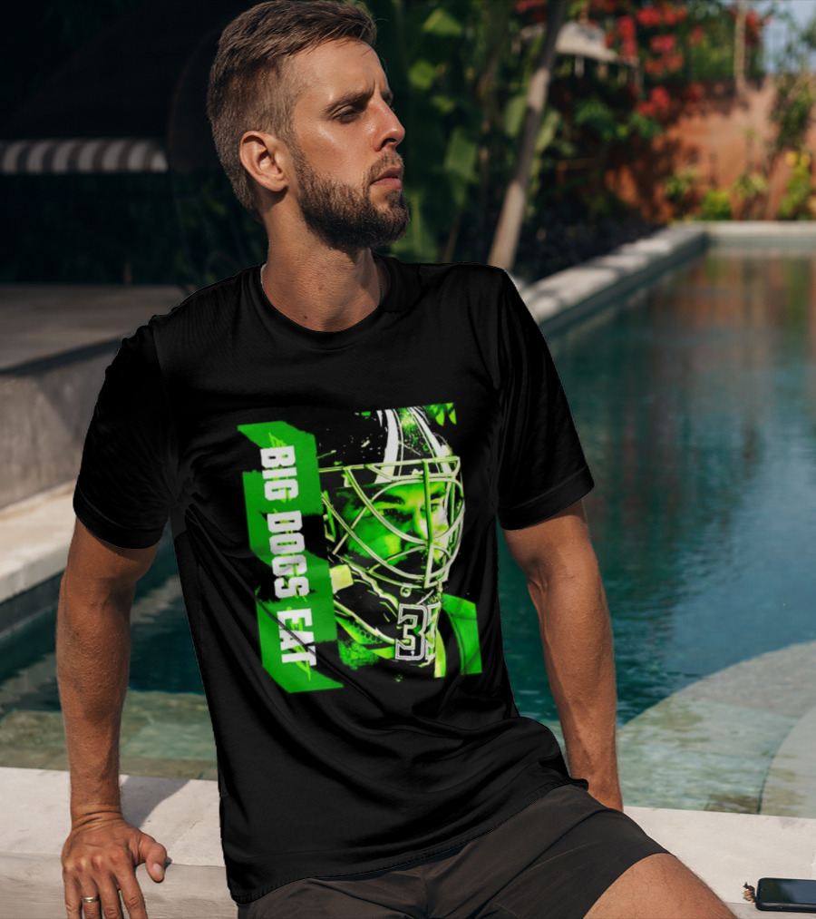 Big Dogs Eat Hockey Goalie 33 Green Masked Player T-Shirt