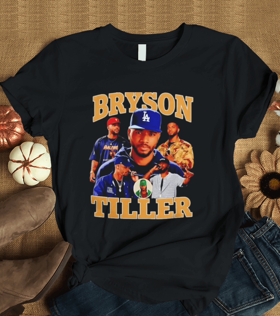 Bryson Tiller Collage With LA Cap And Multiple Outfits T-Shirt