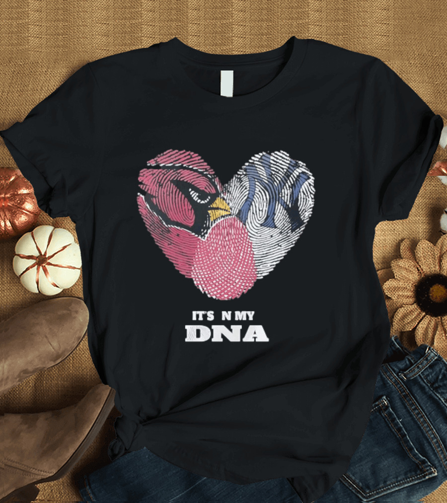 Cardinals Yankees It's In My DNA Fingerprint Heart Fan T-Shirt