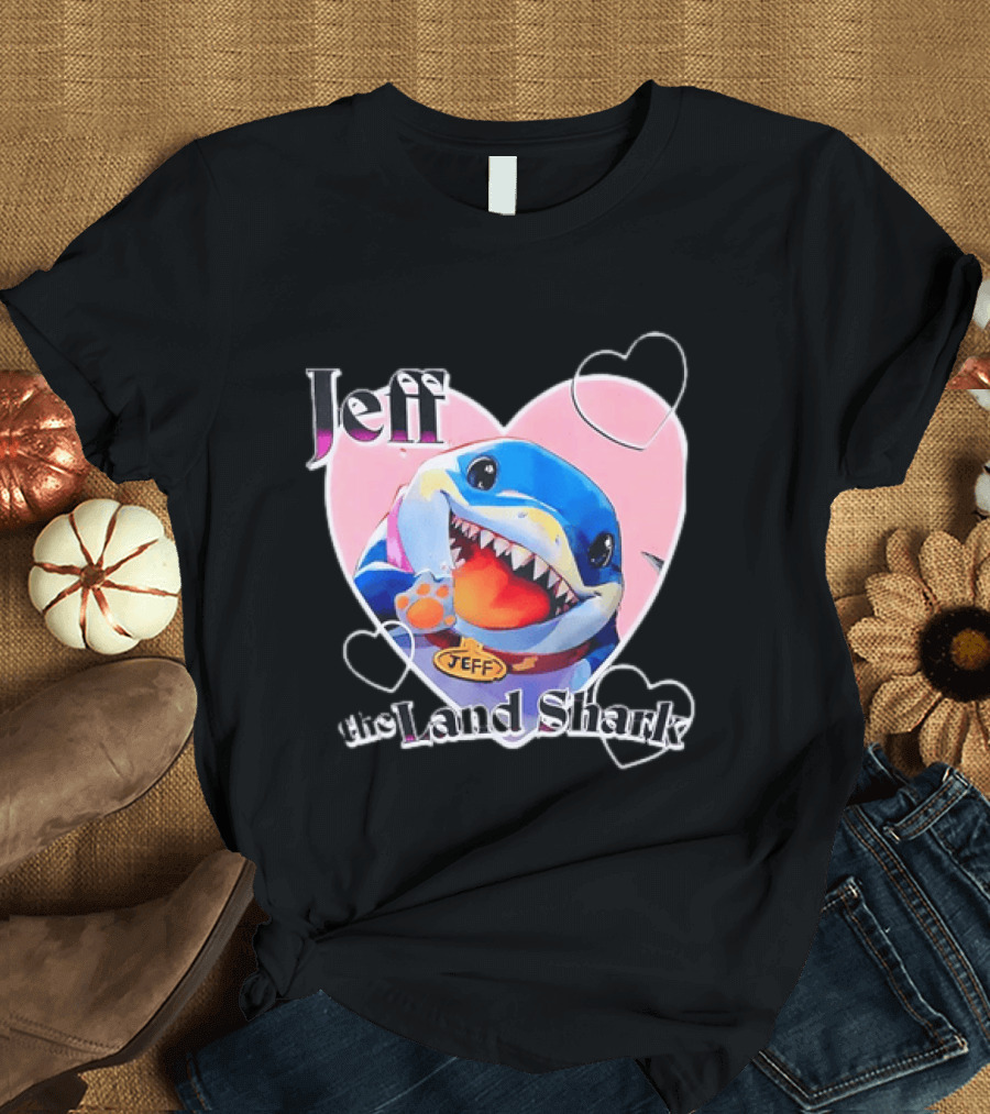 Jeff The Land Shark Heart Pink Love Hearts T-Shirt