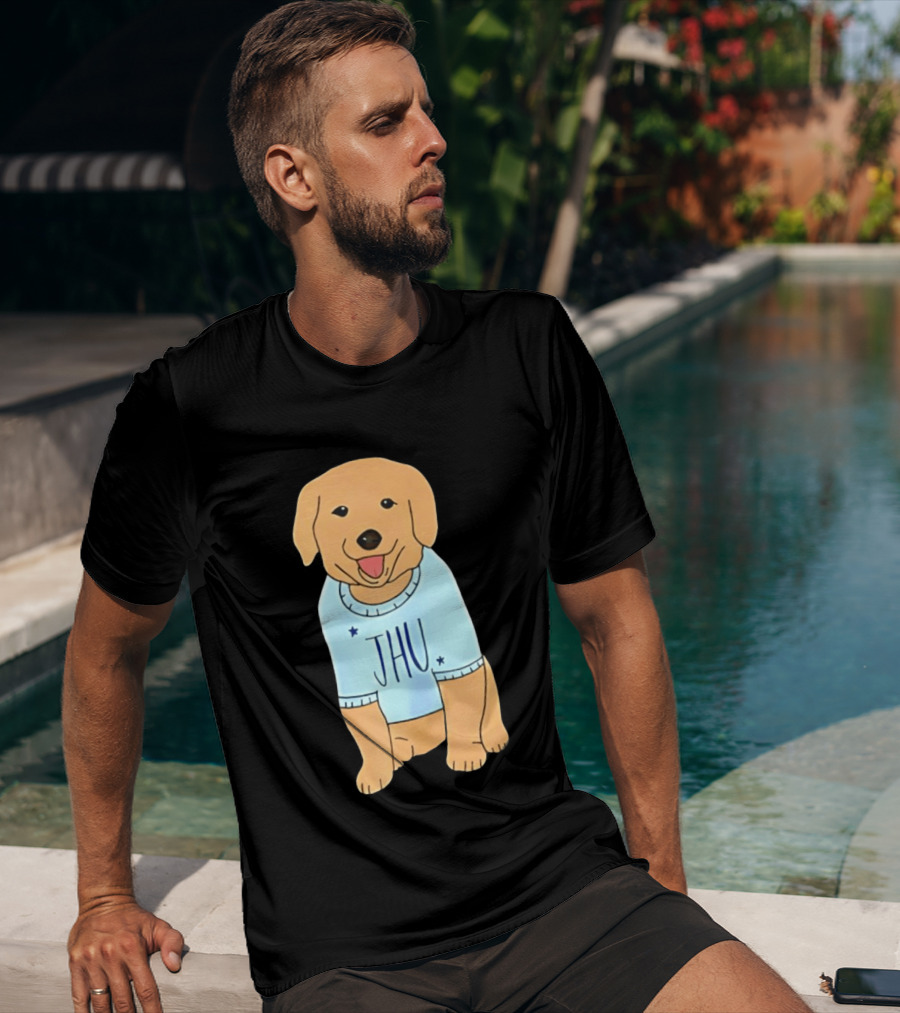 JHU Puppy In Light Blue Sweater T-Shirt