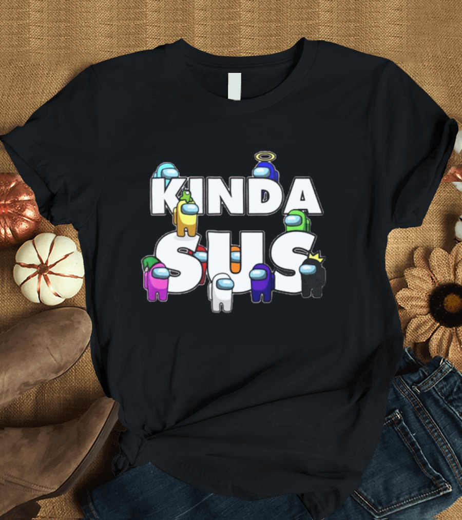 Kinda Sus Among Us Crewmates Halo Crown Funny Game Reference T-Shirt