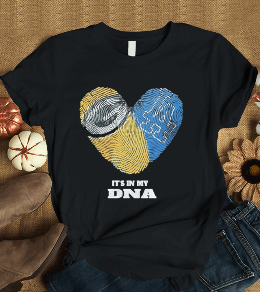 Green Bay Packers Los Angeles Dodgers It's In My DNA Fingerprint Heart T-Shirt