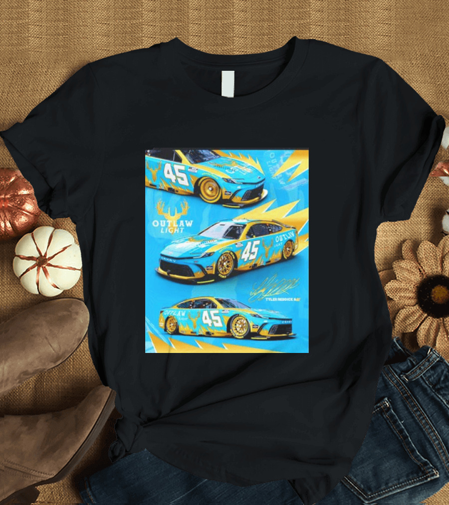 Tyler Reddick 45 Outlaw Light NASCAR Cup Series Toyota Camry Racing Car T-Shirt