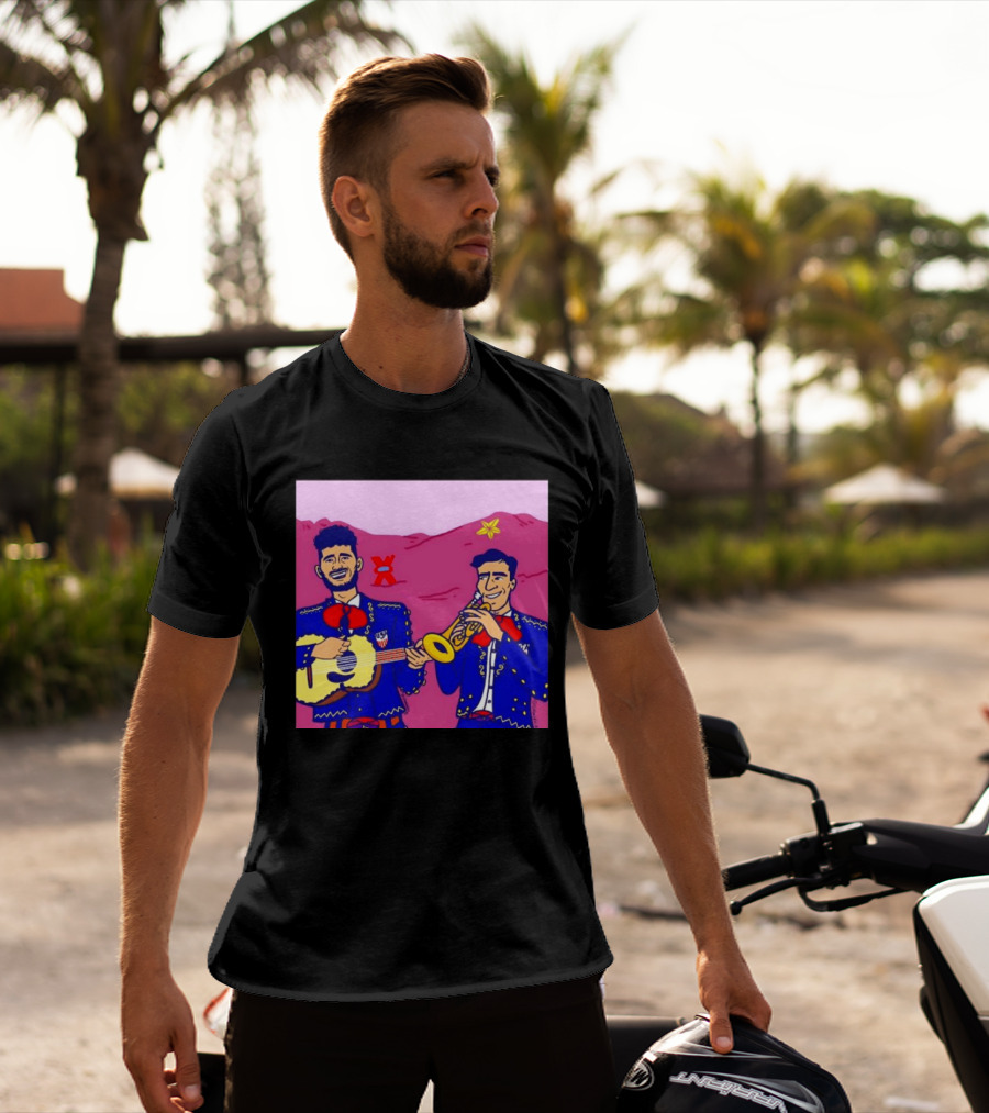 USA Mariachi Musicians Mexican Culture Guitar Trumpet Stars Mountains T-Shirt