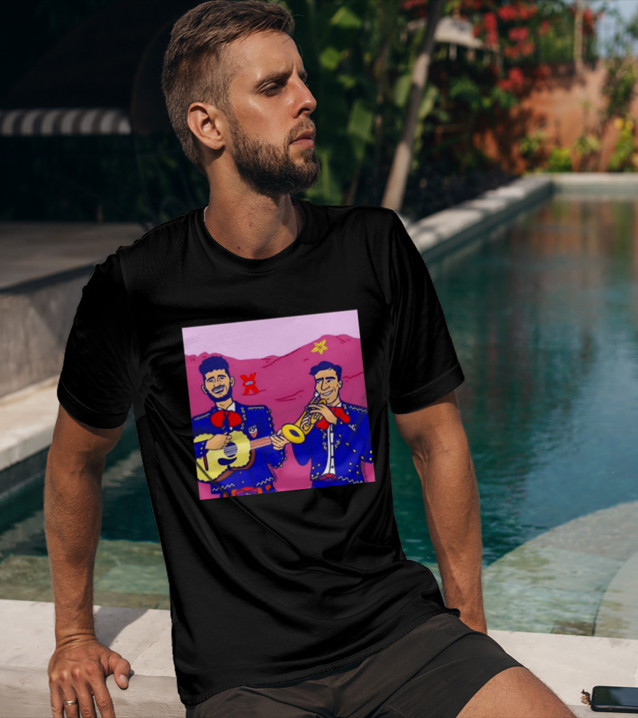 USA Mariachi Musicians Mexican Culture Guitar Trumpet Stars Mountains T-Shirt