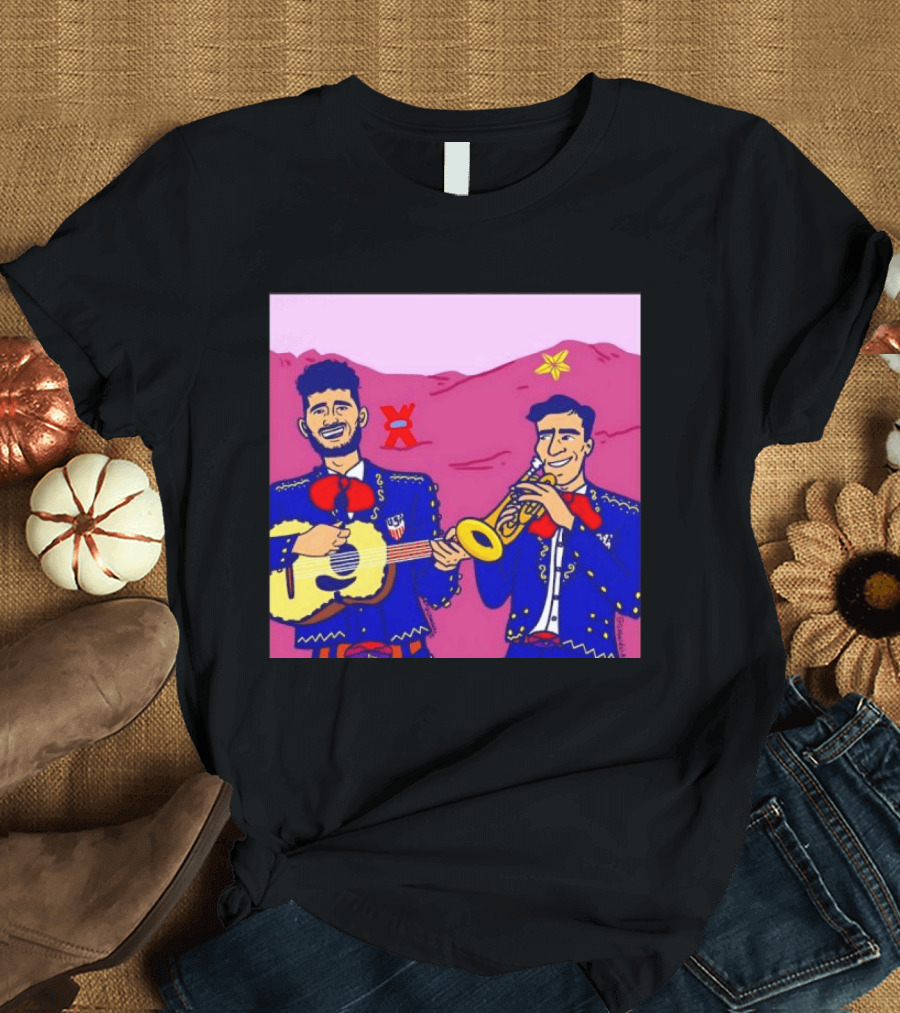 USA Mariachi Musicians Mexican Culture Guitar Trumpet Stars Mountains T-Shirt