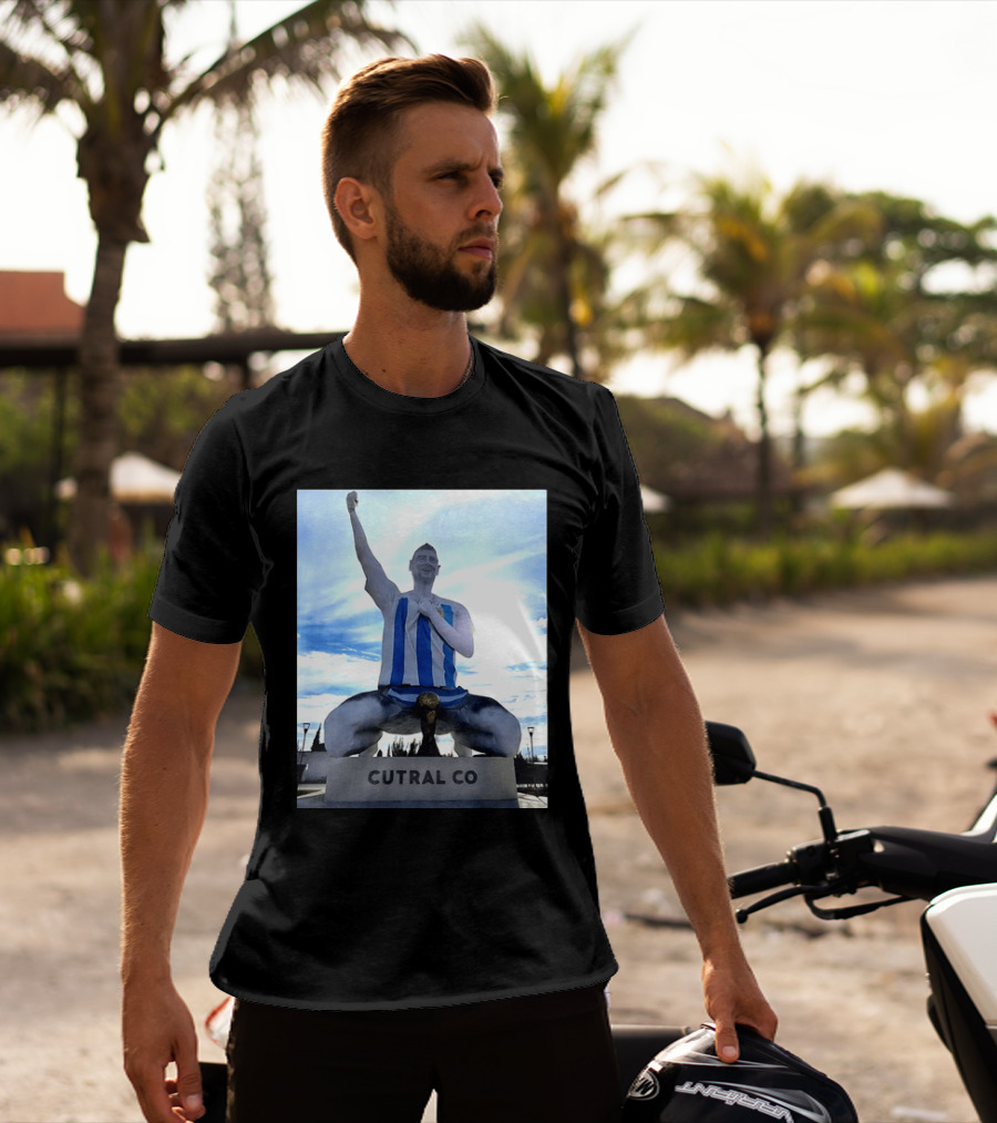 Messi Argentina Sculpture Cutral Co Legendary Statue Victory Celebration T-Shirt