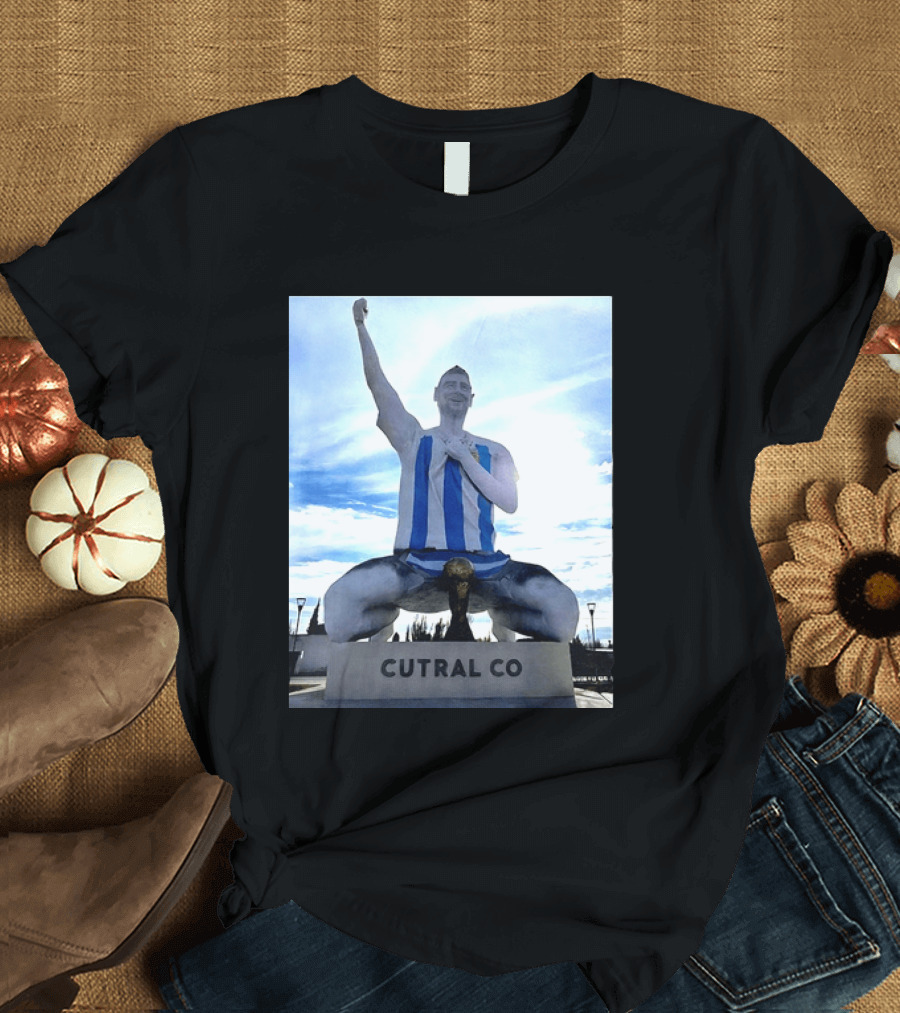 Messi Argentina Sculpture Cutral Co Legendary Statue Victory Celebration T-Shirt