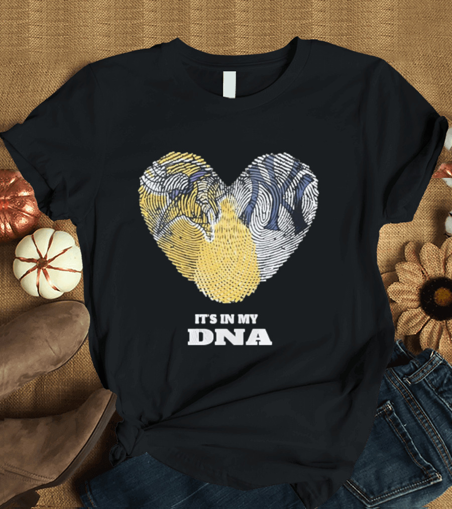 New York Yankees Heart It's In My DNA Fingerprint T-Shirt