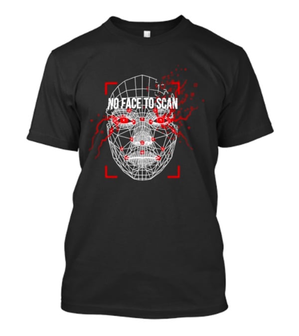 No Face To Scan Anti Surveillance 2026 Grid With Red Marks And Dots T-Shirt