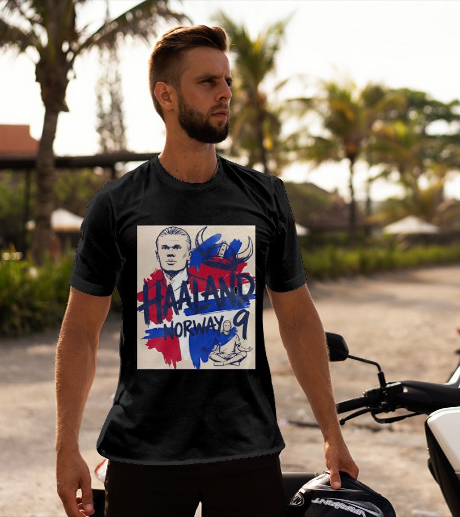 Norway Haaland Number 9 Viking Helmet Football T-Shirt