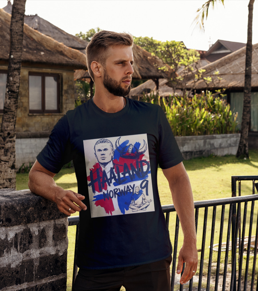Norway Haaland Number 9 Viking Helmet Football T-Shirt
