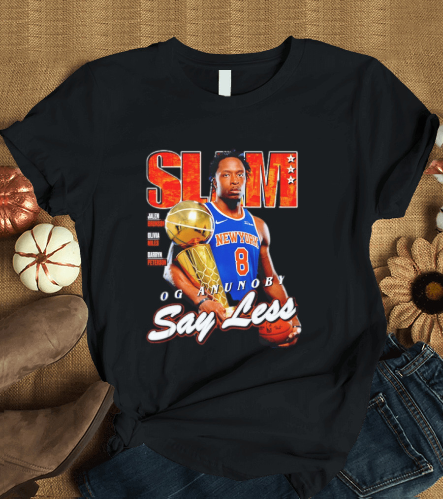 OG Anunoby New York Knicks SLAM Cover Larry O'Brien Trophy Say Less Jalen Brunson 2026 T-Shirt