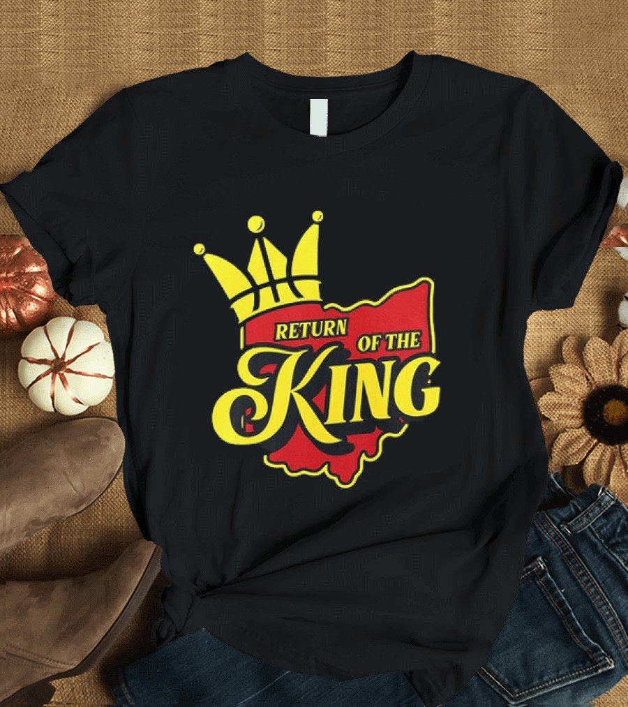 Return Of The King LeBron James Cleveland Cavaliers Basketball Crown Ohio Map T-Shirt