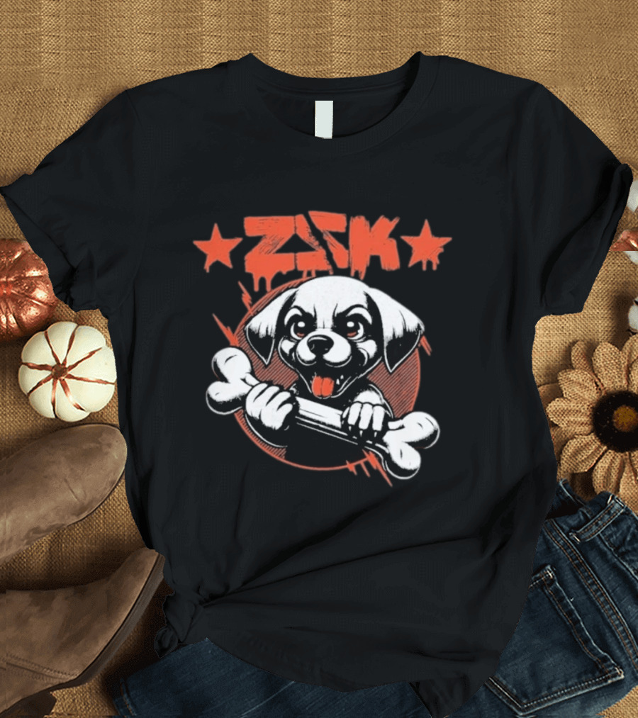 ZSK Welpe Dog Holding Bone With Stars T-Shirt