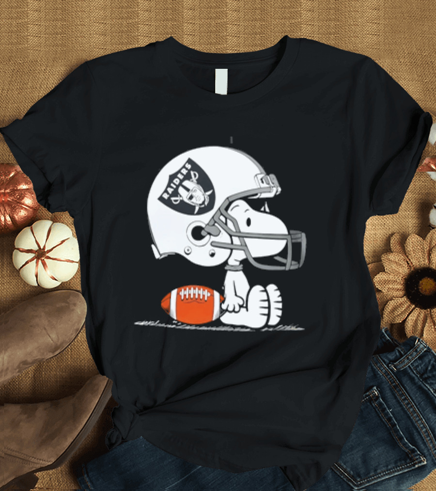 Snoopy Las Vegas Raiders Football Helmet Collaboration Peanuts NFL T-Shirt