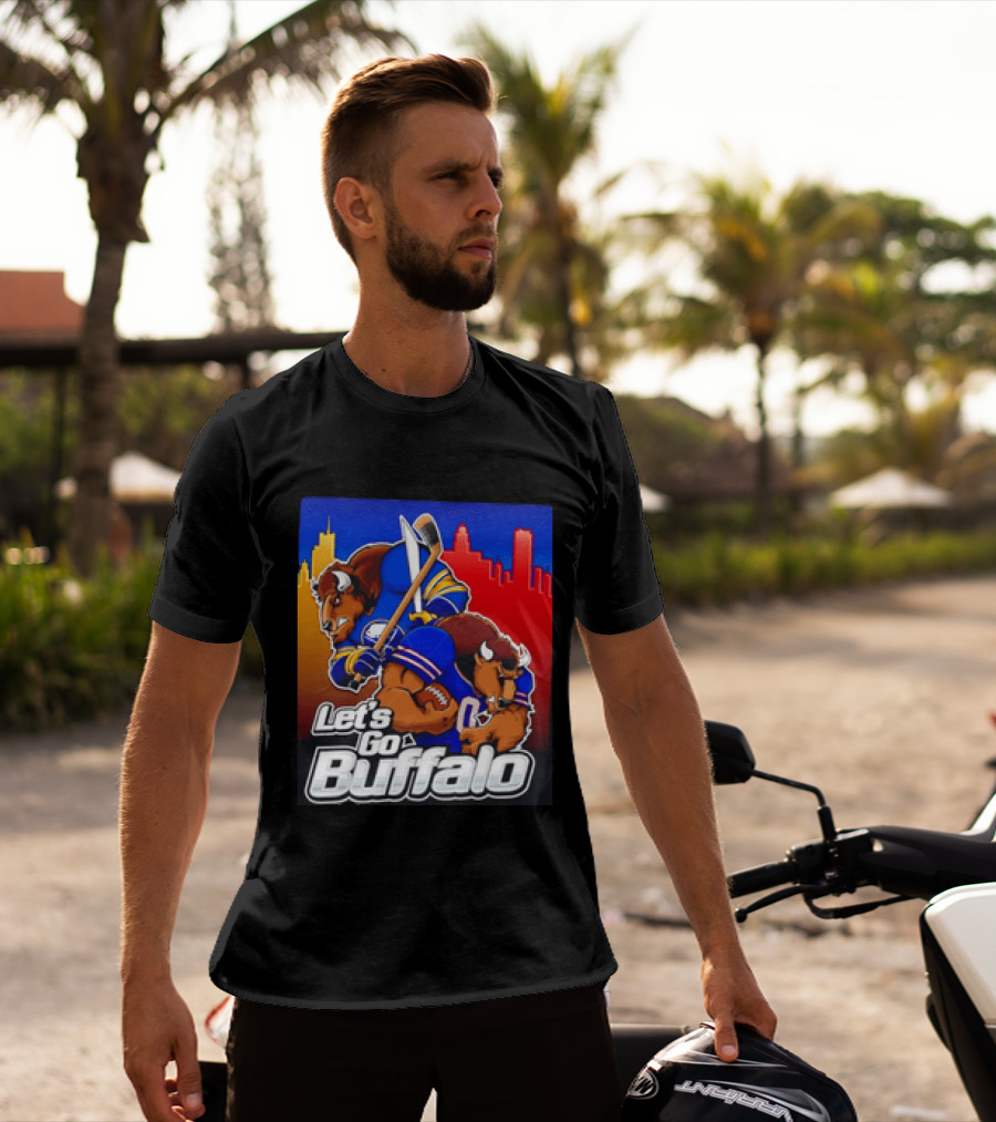 Let's Go Buffalo City Sports Teams Hockey Football Collage T-Shirt
