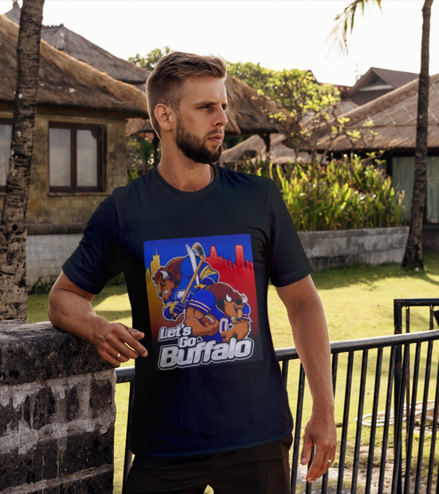 Let's Go Buffalo City Sports Teams Hockey Football Collage T-Shirt
